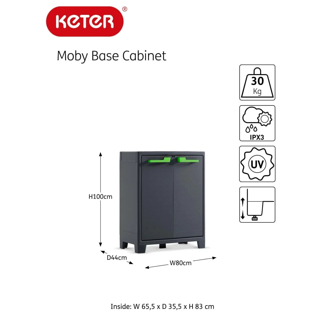 Armadio 2 ripiani 80x44x100 cm Keter Moby Basso XL Antracite