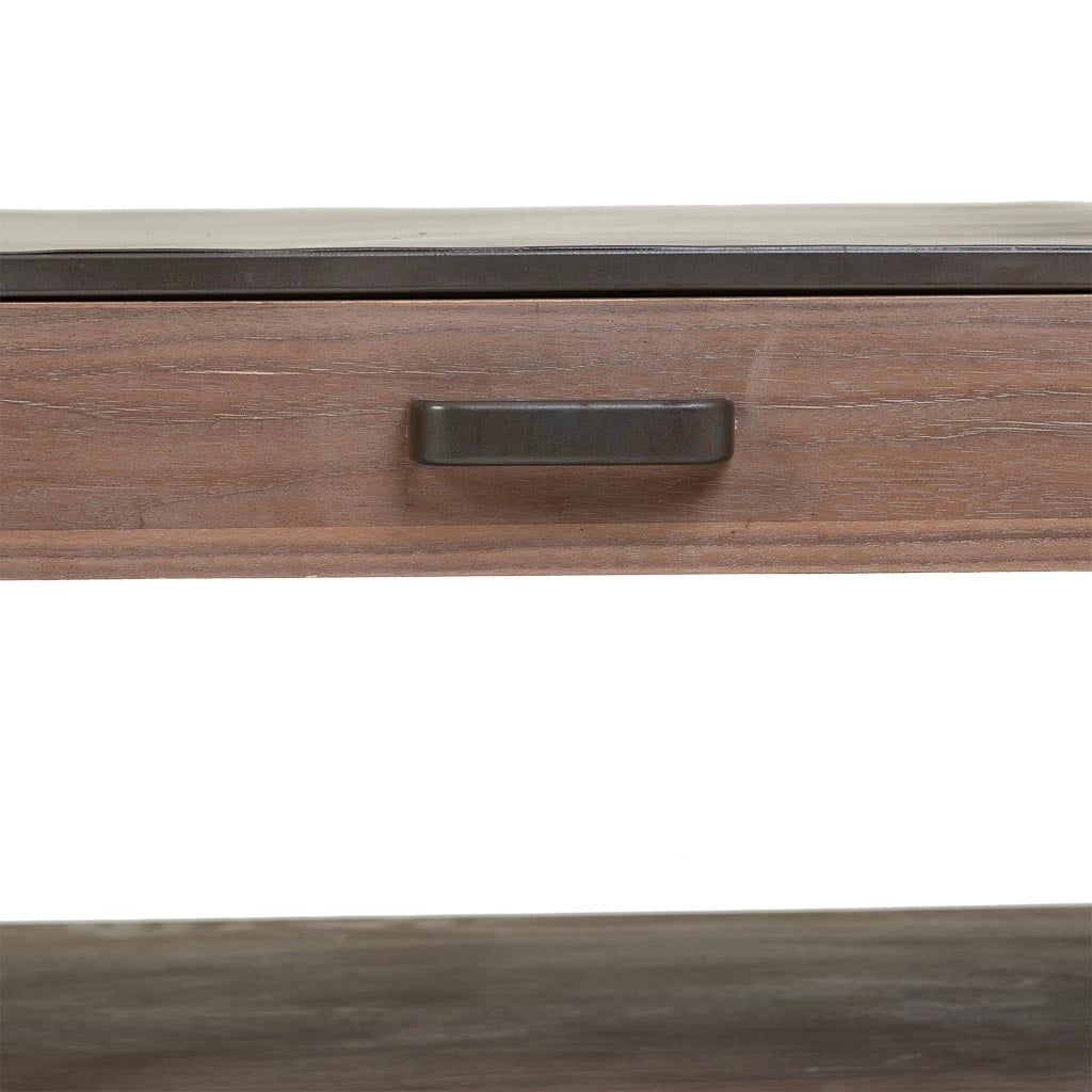 Tavolino da salotto in legno e metallo nero 120x62x41