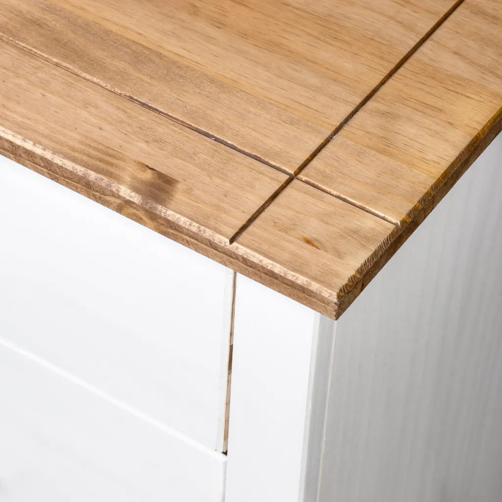 Armadietto Bianco 80x40x73 cm in Legno di Pino Modello Panama CFW1810766