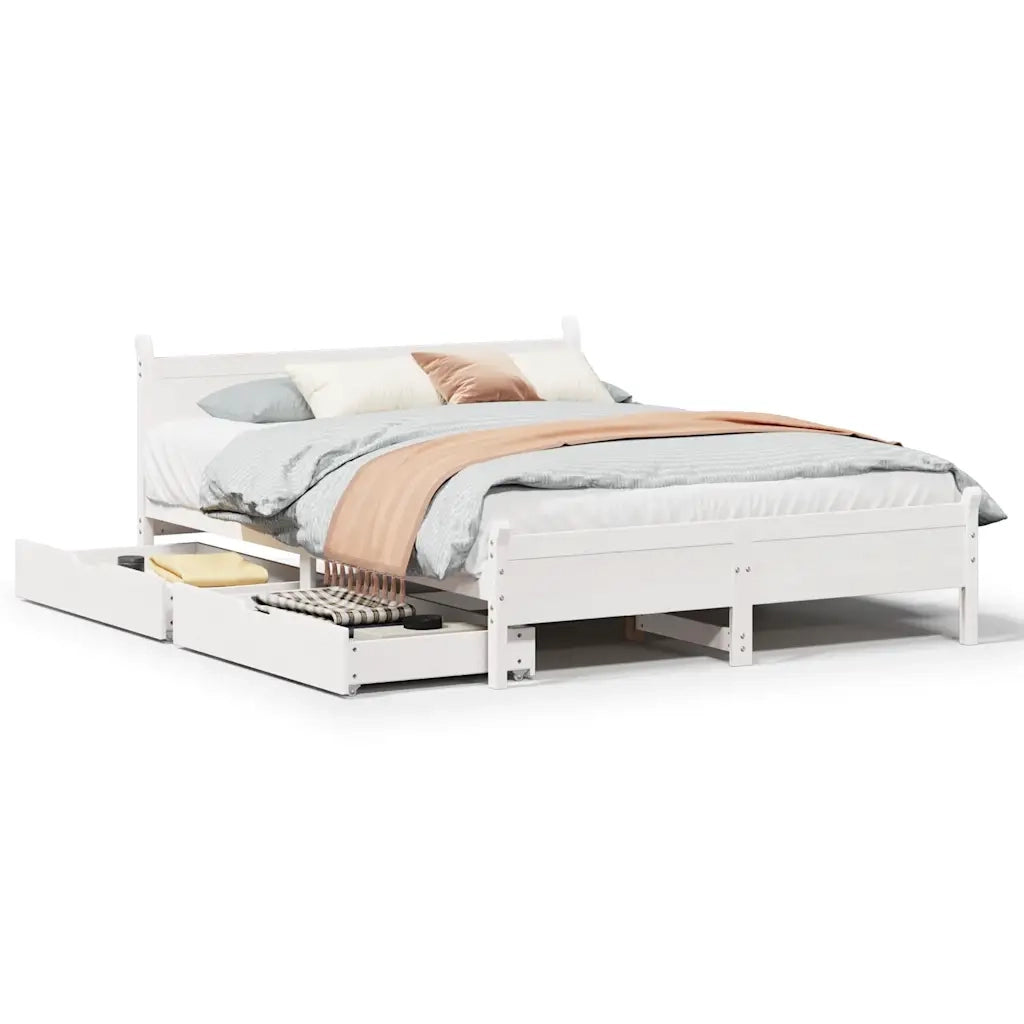 Letto senza Materasso Bianco 150x200 cm Legno Massello di Pino 3309768