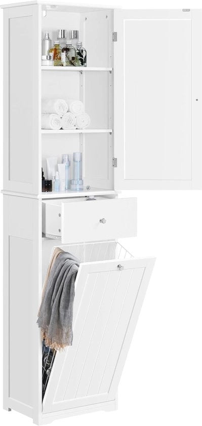 Cassa da bagno alta con lavatrice e ripiano - Cassetto spaziale per asciugamani e articoli da bagno