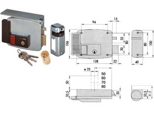 ELETTROSERRATURA PER CANCELLI CON TETTO E PULSANTE INTERNO 11731  mm.80 DX (11731801)    CISA