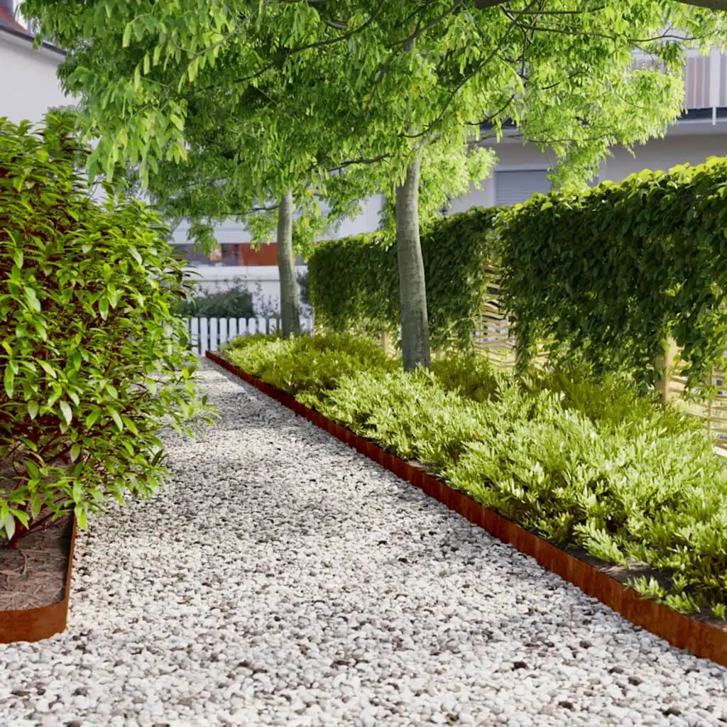 Bordure per Prato 10 pz 10x103 cm Flessibili in Acciaio Corten 821890