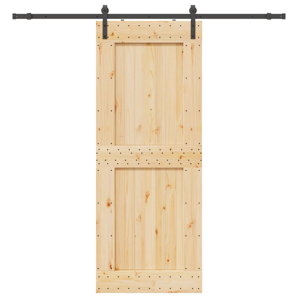 Porta scorrevole NARVIK Naturale e Nero 90 x 210 cm (213,5 cm)