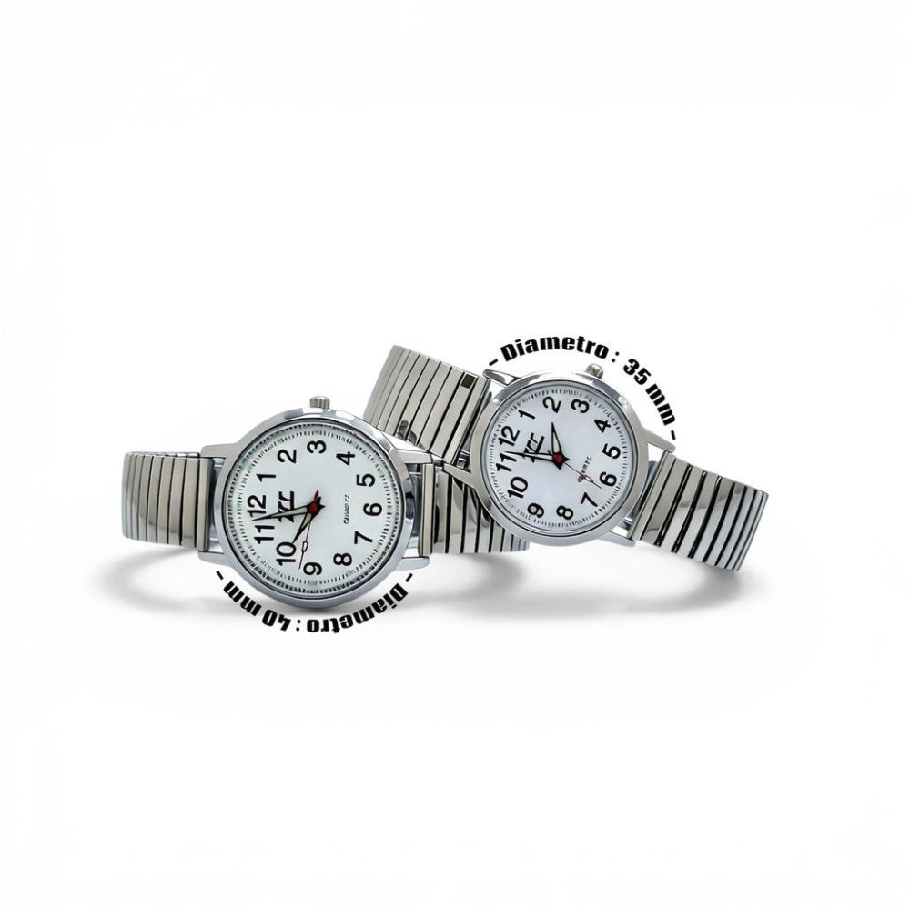 Trade Shop - Orologio Da Polso 35 Mm Acciaio Silver Impermeabile Quadrante Chiaro -