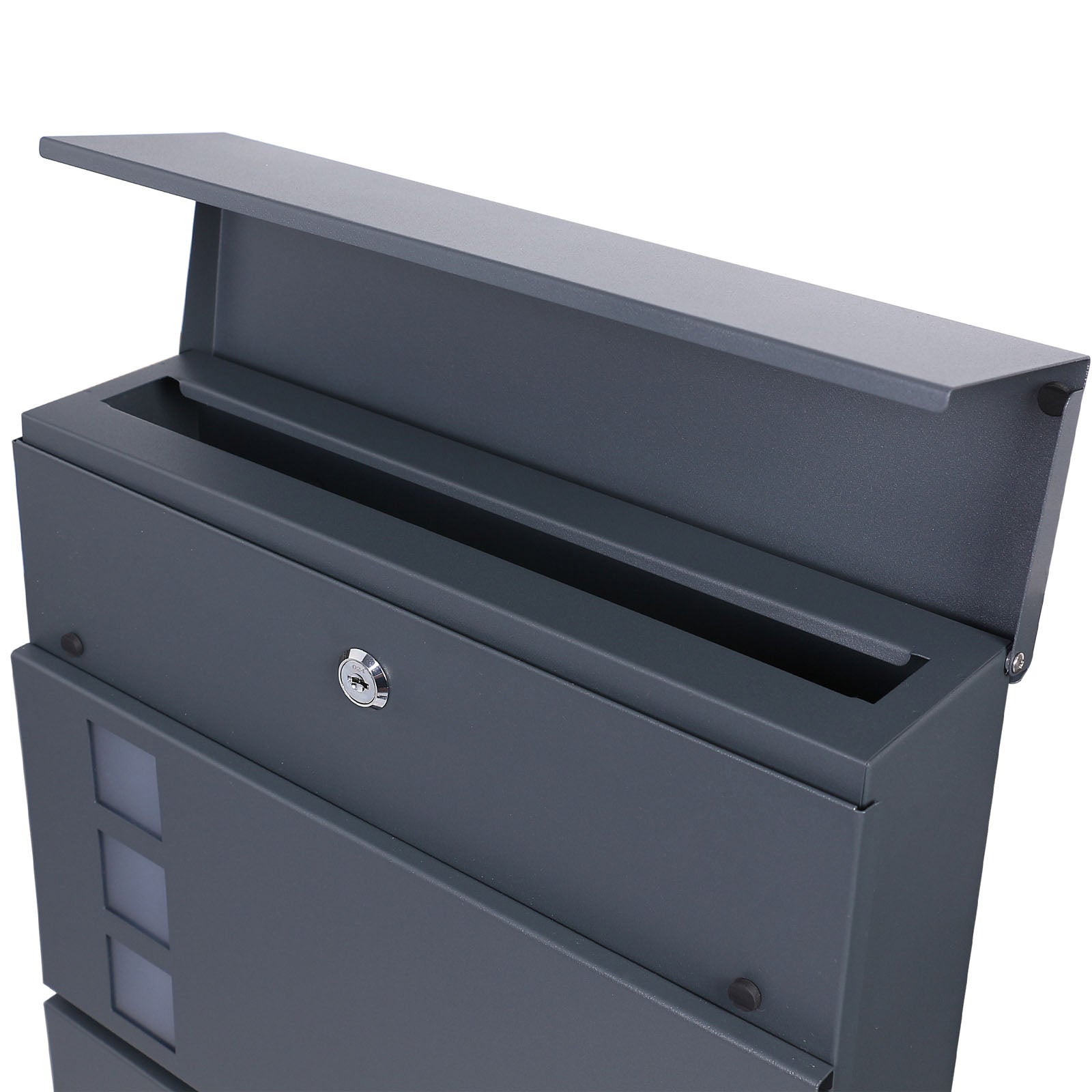 Cassetta postale con vano portagiornale V48 antracite + inox 370 x 105 x 370 mm