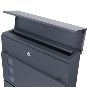 Cassetta postale con vano portagiornale V48 antracite + inox 370 x 105 x 370 mm
