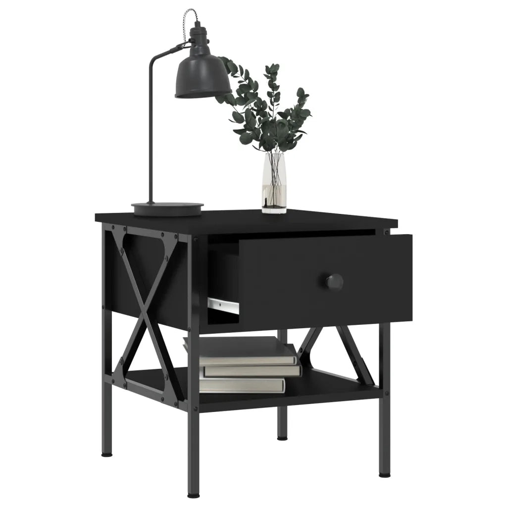 Comodini 2 pz Neri 40x42x45 cm in Legno Multistrato 825954