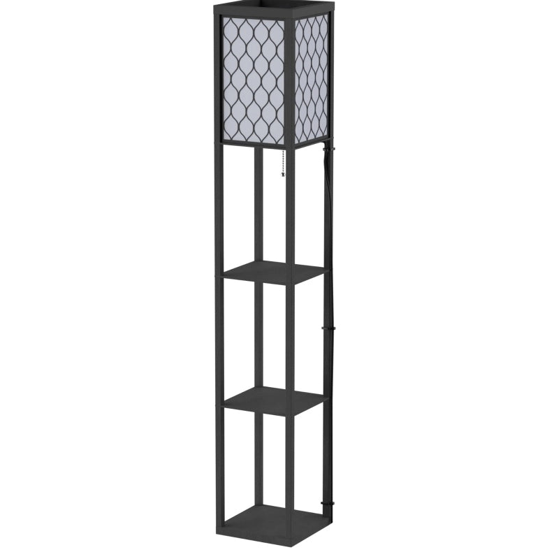 Lampada da terra nera con 3 ripiani, attacco E27, 26 x 26 x 160 cm