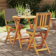 Set Bistro Pieghevole da 3 Pezzi con Cuscini in Legno Massiccio di Acacia