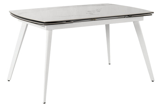 Tavolo Allungabile 140/170/200x90x76 cm in Metallo con Top in Ceramica su Vetro Bianco