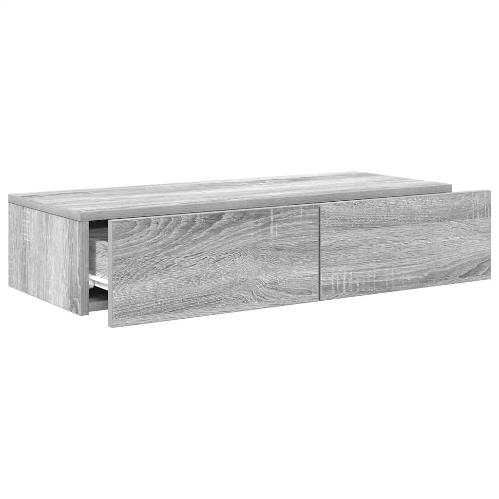 Scaffale a Parete con Cassetti Grigio 80x33x17 cm in Truciolato 859982