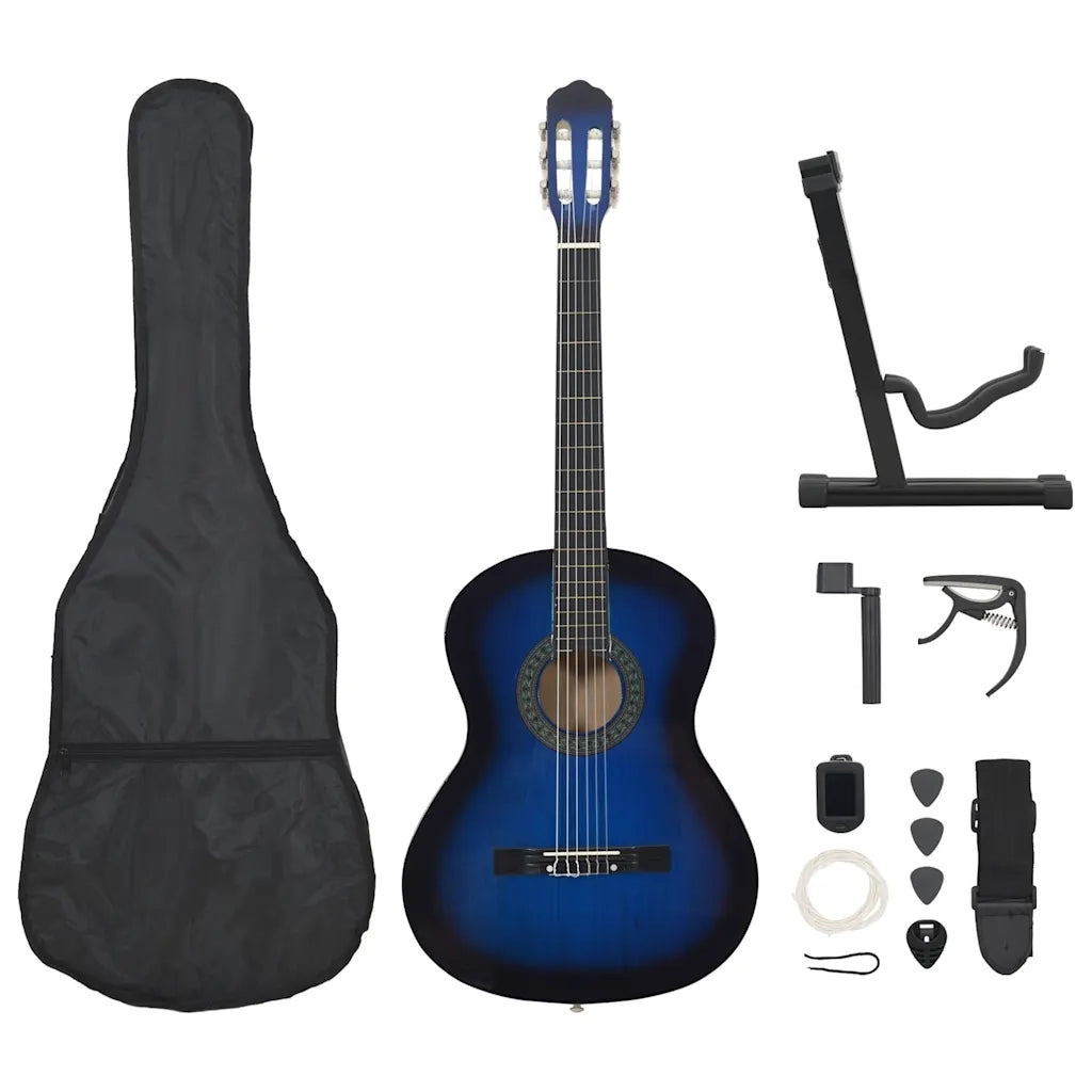 Set Chitarra Classica per Principianti 12 pz Blu 4/4 39"     cod mxl 74720