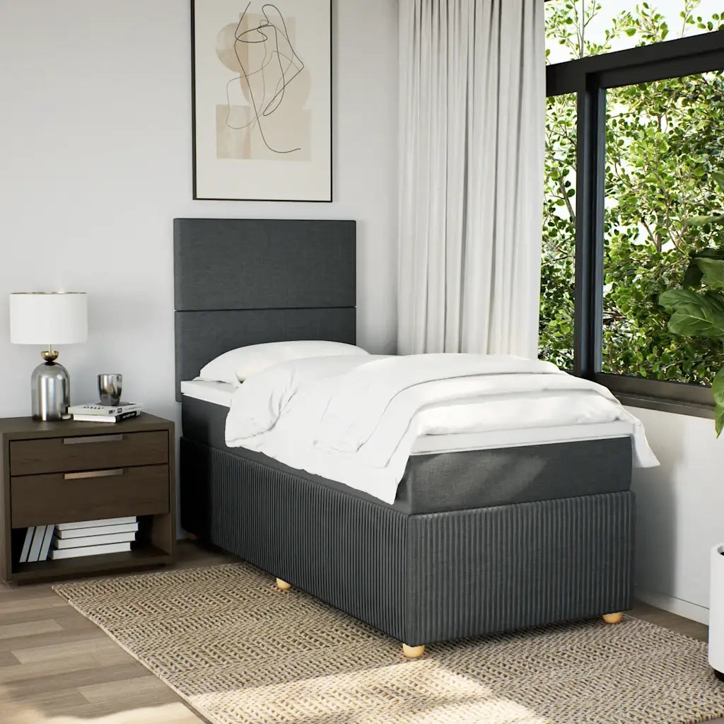 Giroletto a Molle con Materasso Grigio Scuro 90x190 cm Tessuto