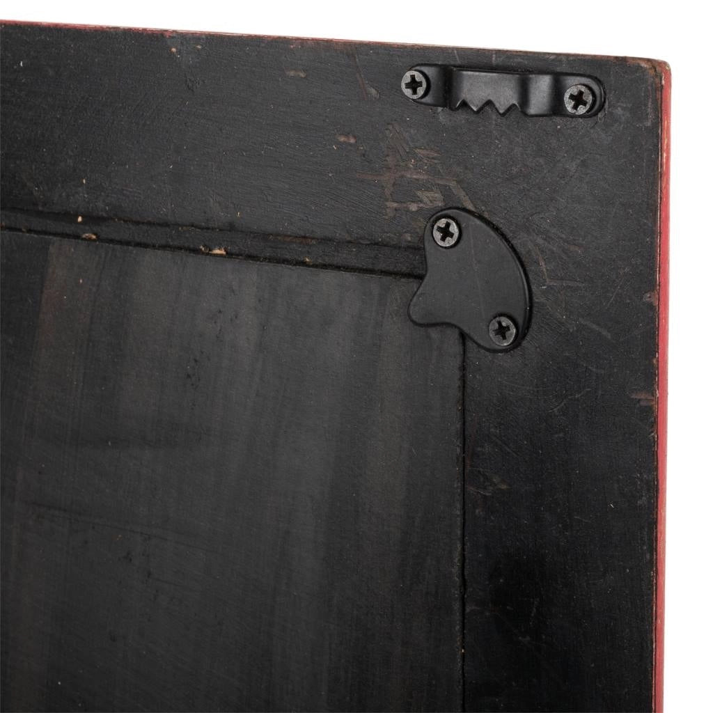Specchio in legno rosso fatto a mano 60,5x1,5x60,5 cm