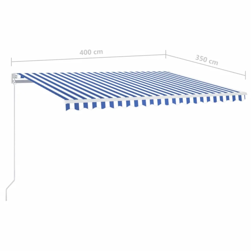 Tenda da Sole Retrattile Manuale 400x350 cm Blu e Bianca 3068976