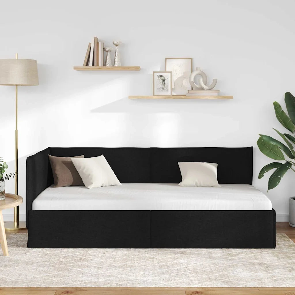 Cornice del letto ad angolo Nero 90 x 190 cm Tessuto 42016457