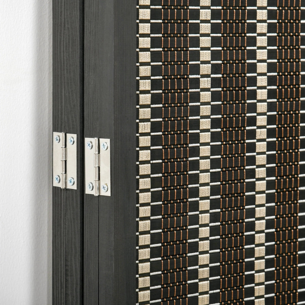 Paravento a 4 pannelli in bambù e legno di pino, pieghevole, 180 x 180 cm, colore marrone