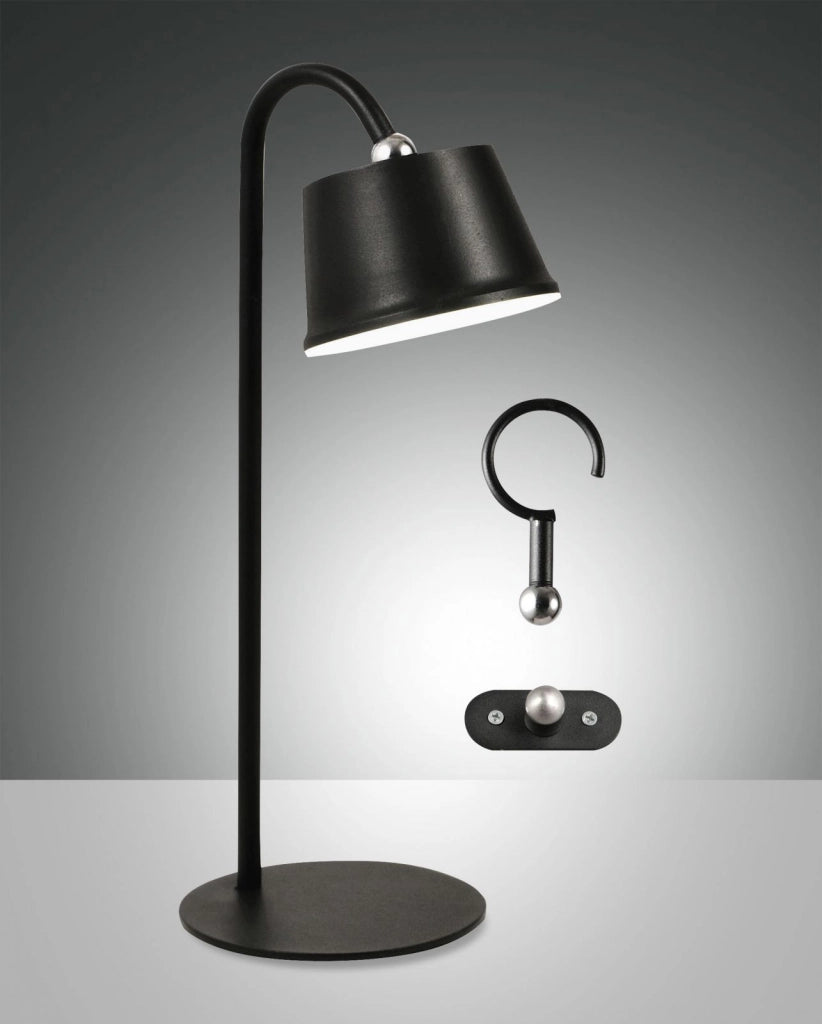 ARMANDA KIT COMPLETO ILLUMINATORE NERO  A LED 3W 3000K 320LM DIMMERABILE E ORIENTABILE RICARICABILE IP54