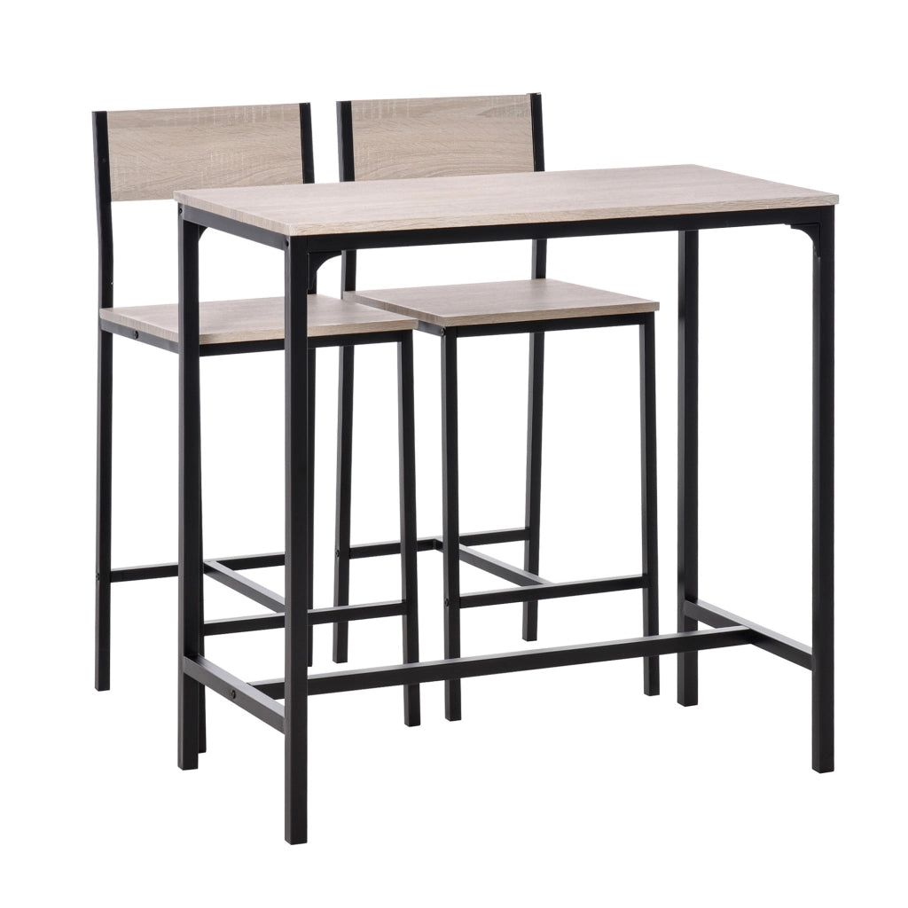 TAVOLO BAR Set da 3 pezzi 89x45x87 cm MDF Naturale e Nero