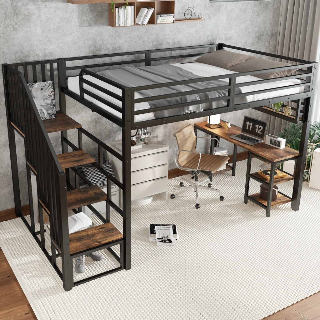 Letto a castello in ferro e truciolare nero noce scuro 120x200cm