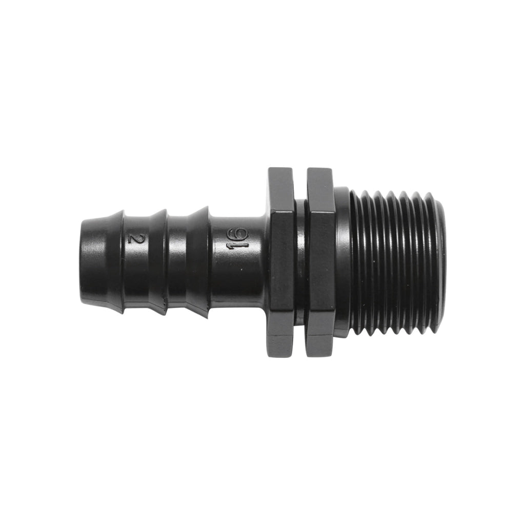 Raccordo per tubo di gocciolamento D16 mm con filettatura esterna 1/2 per tubo e tubo di irrigazione