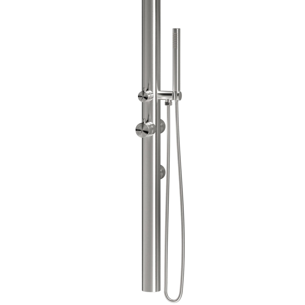 Sined Doccia Giardino a Parete Inox Satinato in Acciaio 316L Nautico Resistente alla Corrosione e allUsura per Esterni - Modello Chia Parete Inox