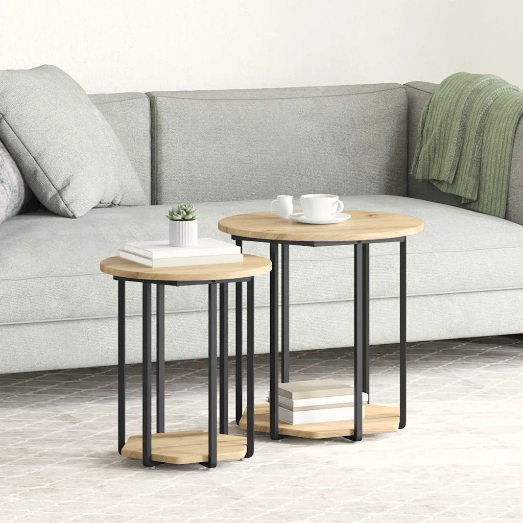 Set tavolini con lo scaffale 2 pcs Marrone 869719