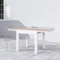 Tavolo da Pranzo da Giardino Allungabile 80-160 cm per 4-6 Posti, Bianco