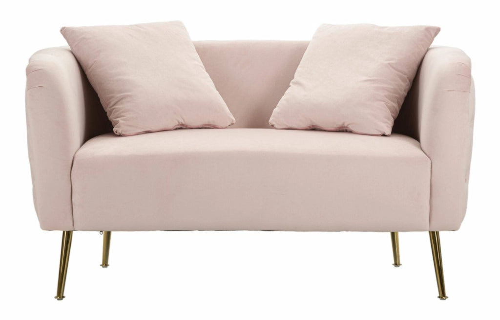 Divano fisso 2 posti Cappa, Sofà dritto, Divanetto per salotto, Poltrona matrimoniale con contenitore, 127x74 h71 cm, Rosa