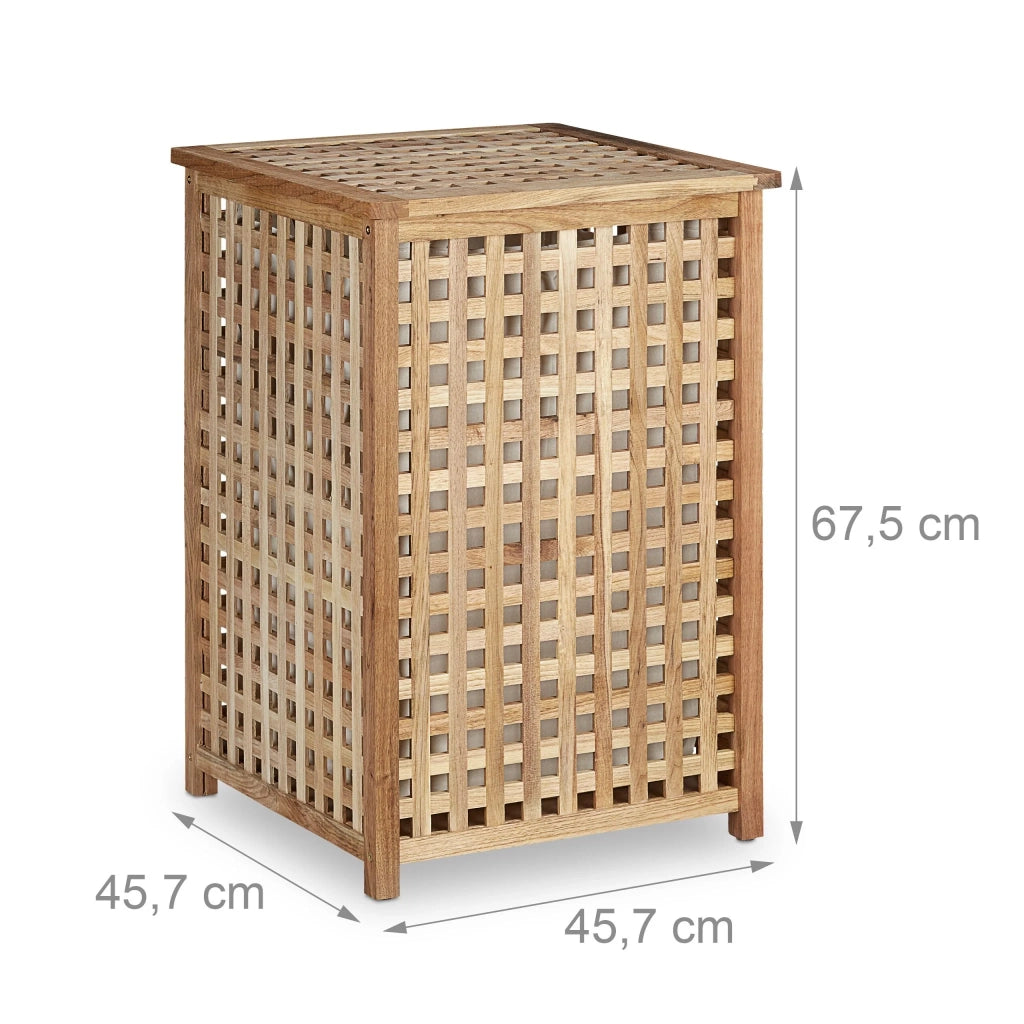 Cesto portabiancheria di design moderno per bagno 50 x 40 x 30 cm in legno di noce 13_0003284