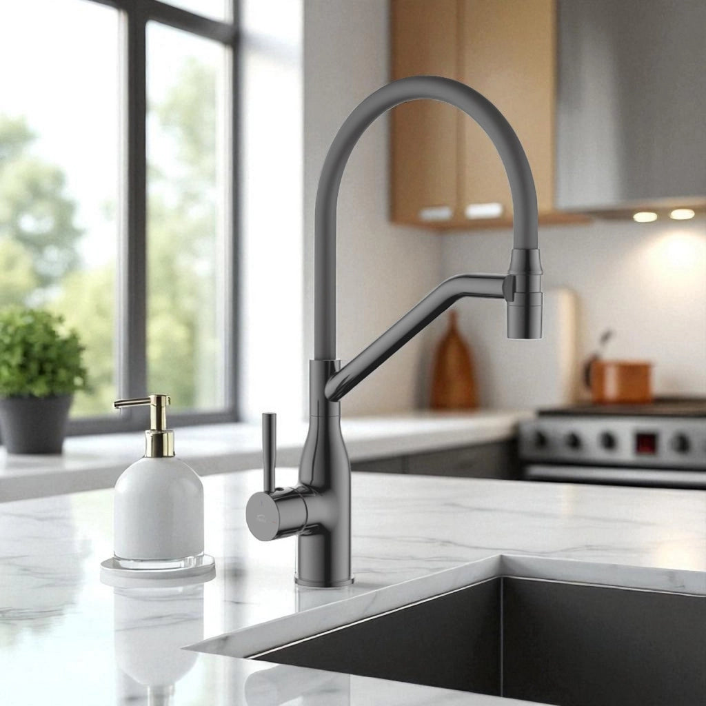 Rubinetto Lavello Grafite | Beccuccio Flessibile a U, Design Moderno ed Ecologico