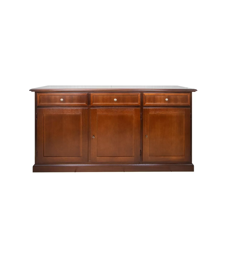 Madia credenza in legno 3 porte 3 cassetti tinta ciliegio 156x42x85 - Mobili 2G