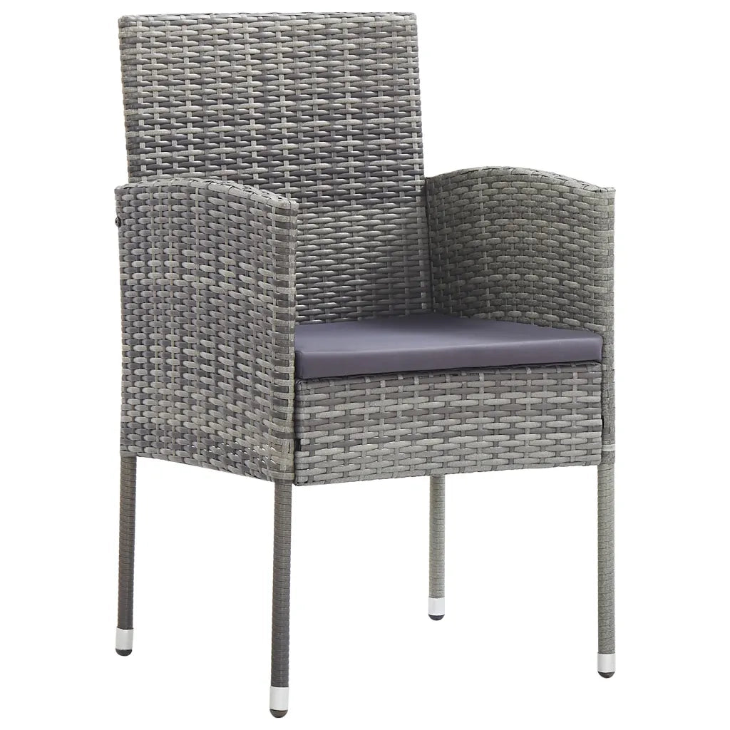 Sedie Giardino con Cuscini Grigio Scuro 4 pz Grigie Polyrattan 318708