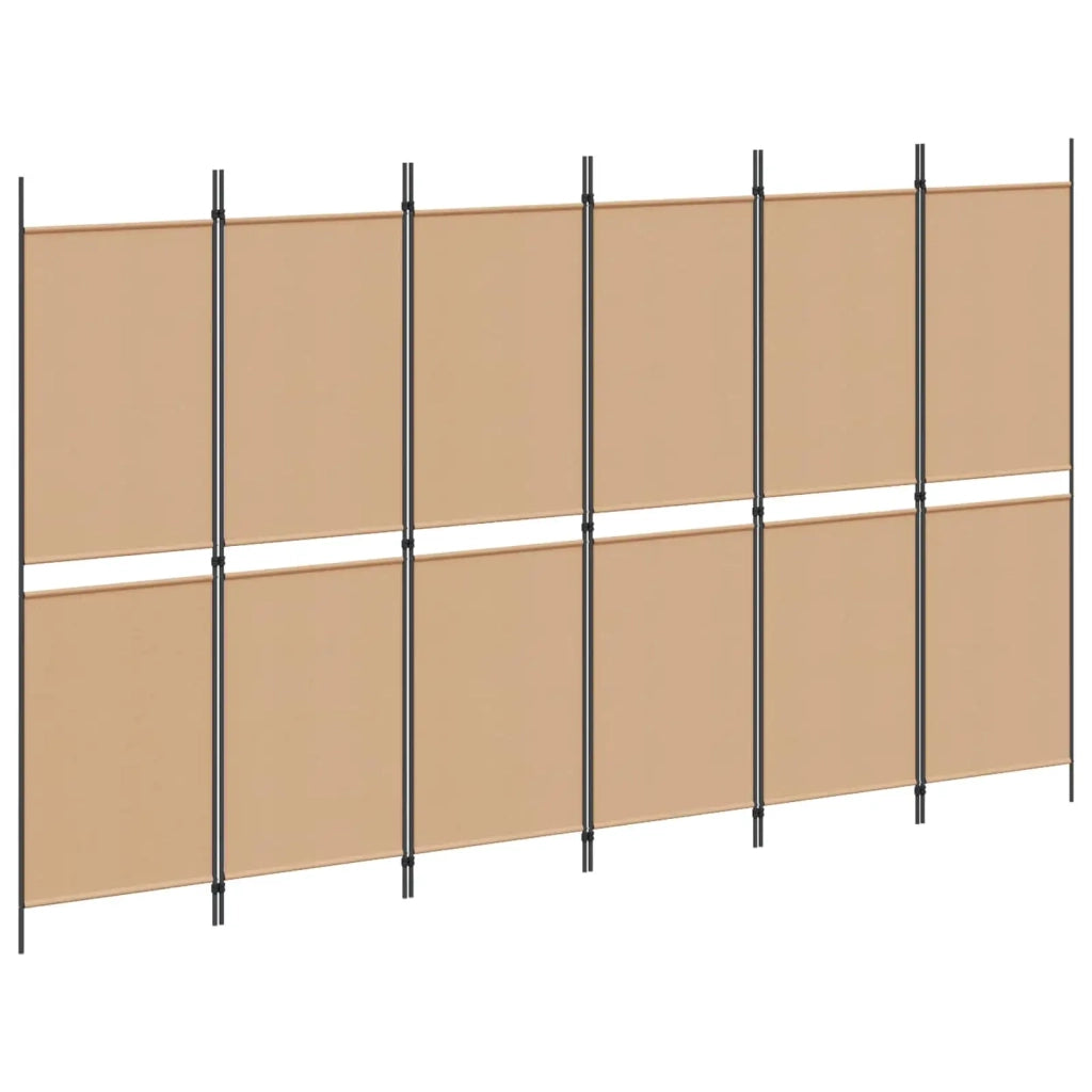 Divisore per Stanza a 6 Pannelli Beige 300 x 180 cm Tessuto 42039218