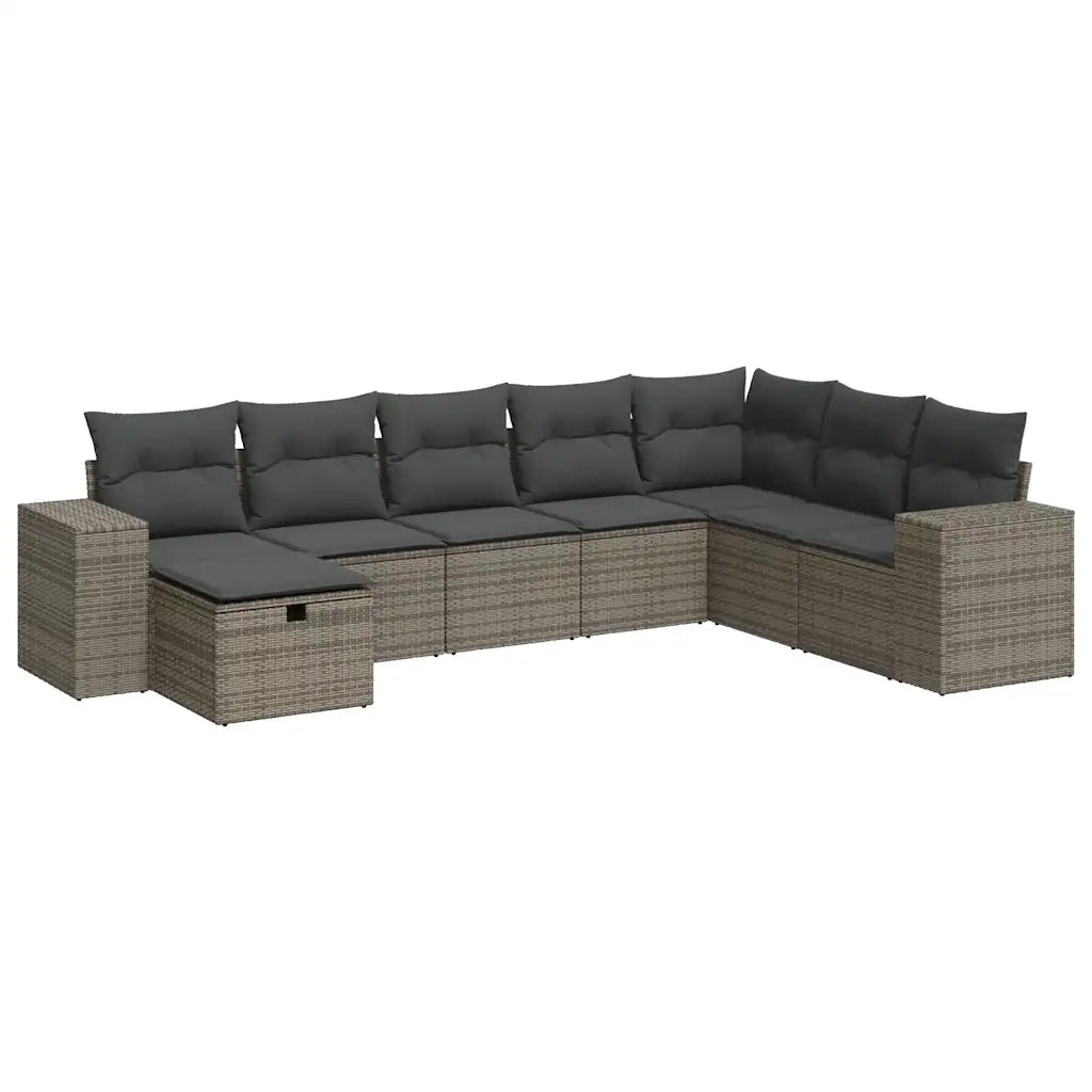 vidaXL Set Divano da Giardino 8 pz con Cuscini Grigio in Polyrattan