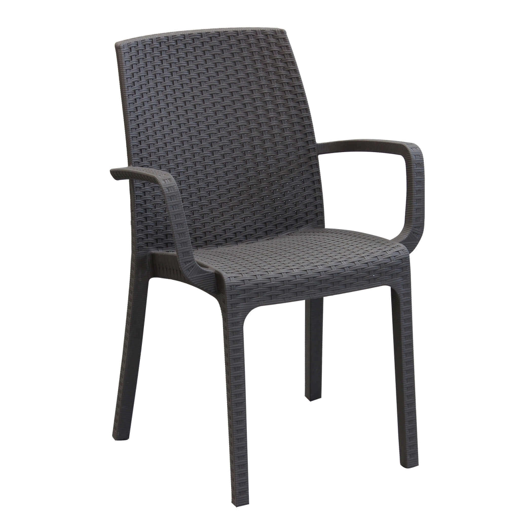 POLTRONA INDIANA IMPILABILE IN POLYRATTAN SINTETICO TAUPE