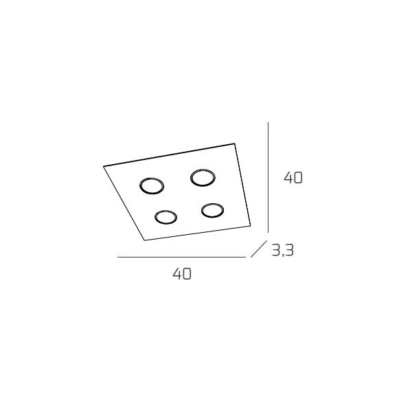 Toplight Plafoniera da soffitto quadrata 4 luci Area con attacco GX53, struttura colore bianco, design moderno 40x40x3cm