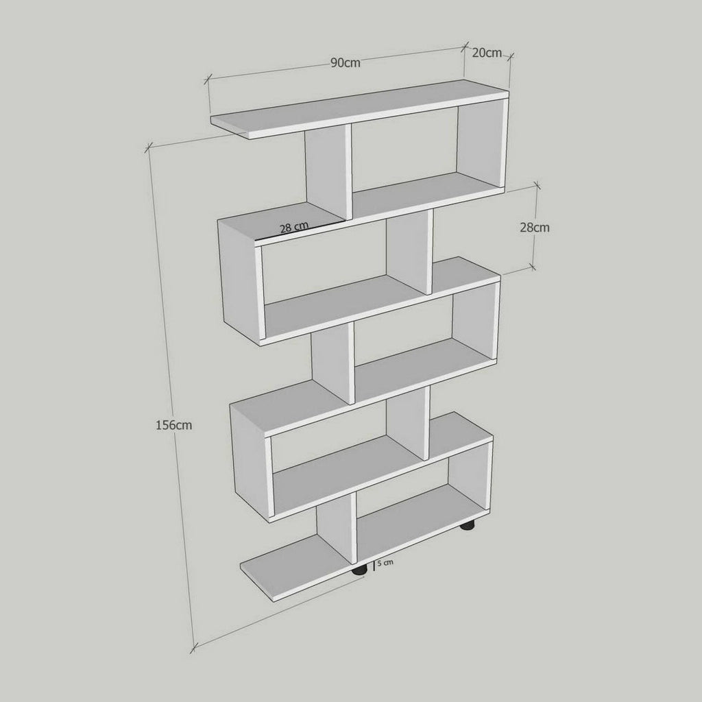 Libreria Severa, Scaffale da ufficio, Mobile portalibri, Biblioteca, 90x20h156 cm, Bianco