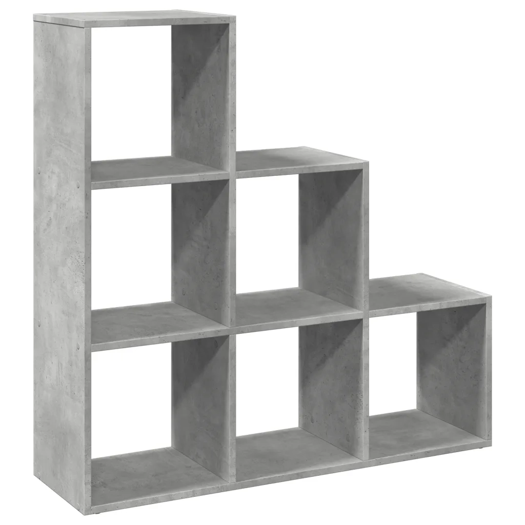 Libreria Divisorio 3 Ripiani-Scaffale per Libri-Mobile di Stoccaggio Grigio Cemento 99x29x99 Truciolato