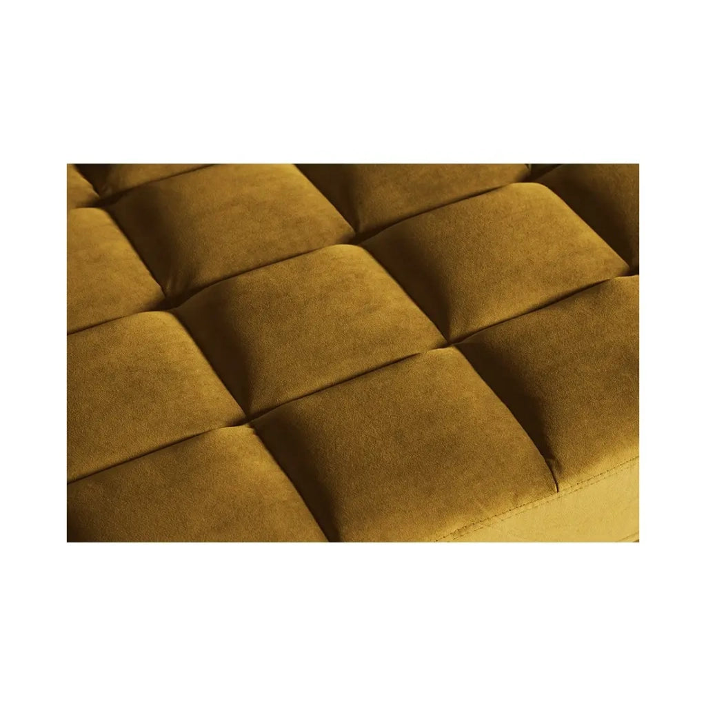 Divano KOLIRI 3 posti giallo senape – Divano di design in velluto con struttura in legno massiccio
