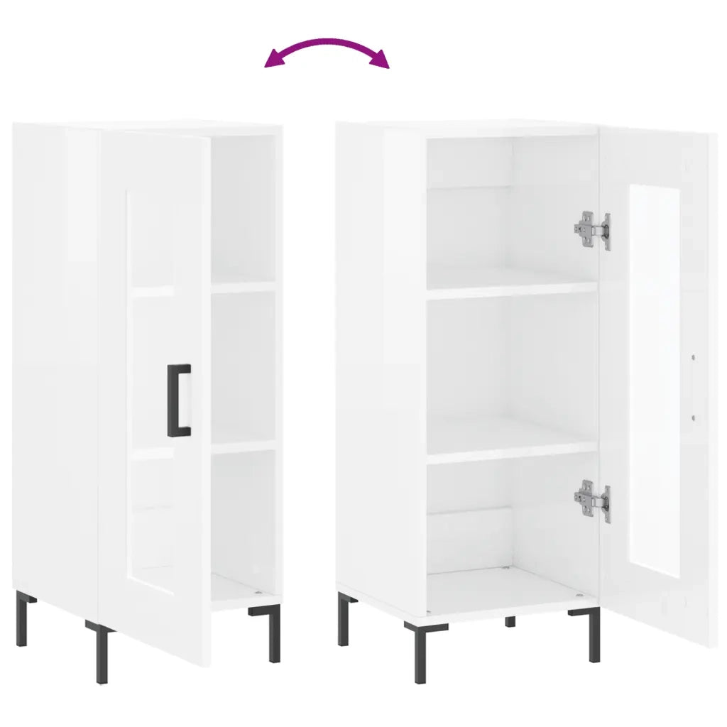 Credenza Bianco Lucido 34,5x34x90 cm in Legno Multistrato 828798