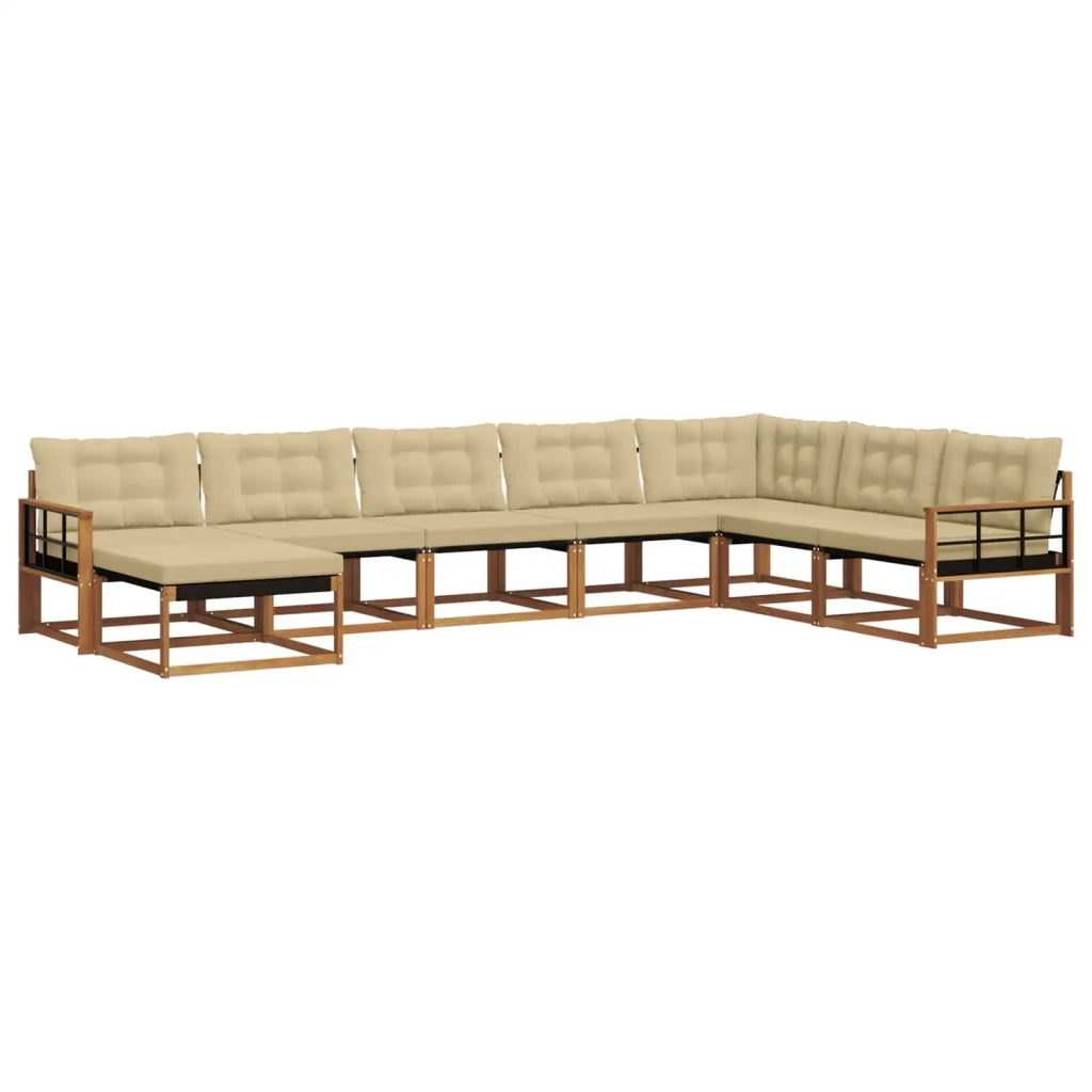 Set di divani da esterno con cuscino 8 pcs Naturale e Beige 3369752