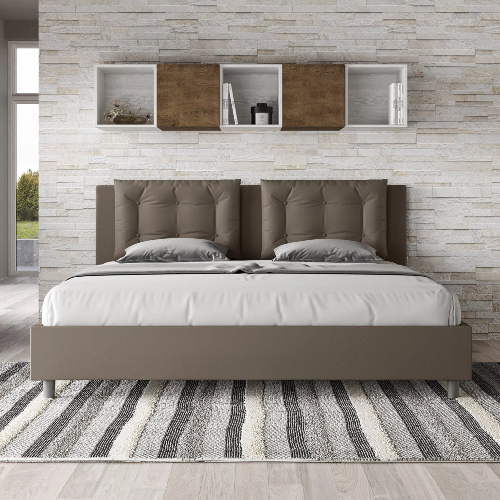 Letto Matrimoniale Extra Large 200x210 cm con Rete Annalisa Cappuccino
