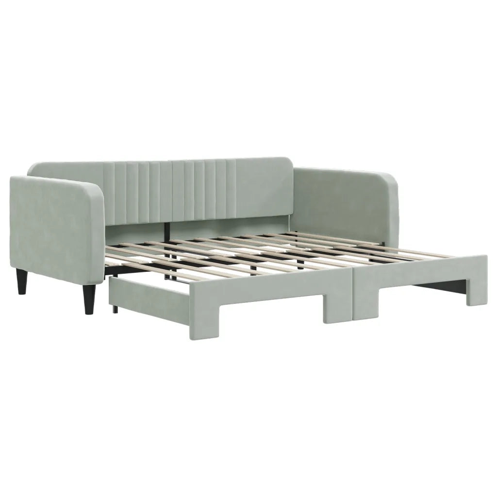 Divano Letto Letto Estraibile Grigio Chiaro 100x190 cm Velluto 3197161