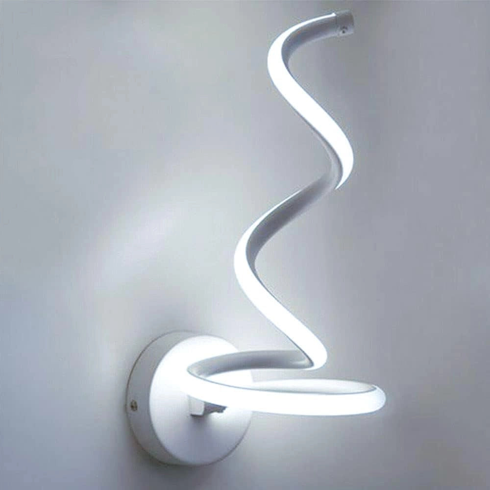 Applique LED da Parete Moderna 12W Bianco a Spirale – Luce Calda Naturale Fredda CCT – 960 Lumen – Design Curvo in Alluminio – Per Interni IP20