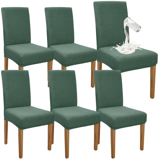 Set di Protezioni per Sedie Acquario, 6 pezzi, con alta schiena e imbottitura elastica, Protezioni per sedie da tavolo da cucina, da festa, da hotel (6 pezzi, colore matcha)