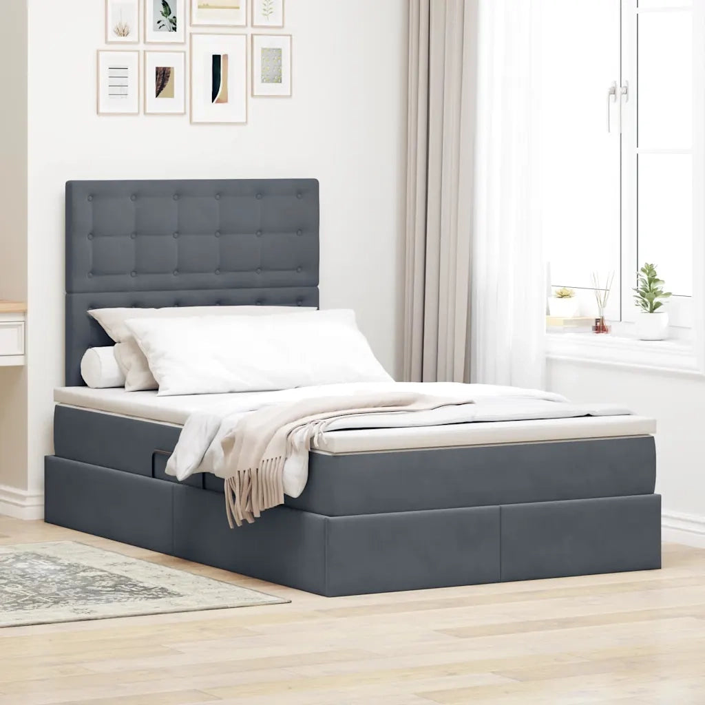 Letto con contenitore e materasso Grigio scuro 120 x 190 cm