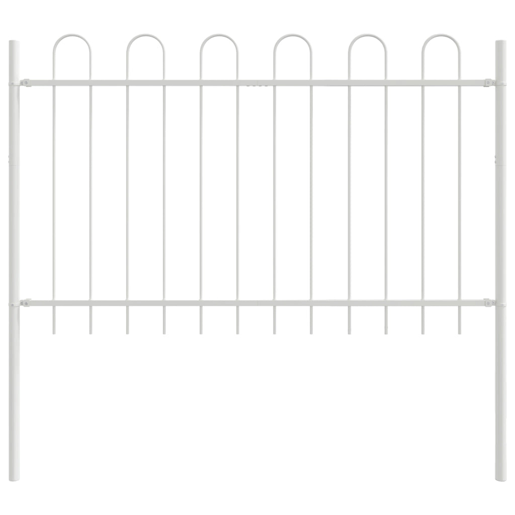 Recinzione da Giardino  con Punta ad Arco Bianco 5,1x0,8 m in Acciaio