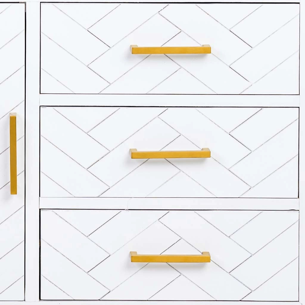 Vetrina con 3 ante e 3 cassetti, legno, 100x40x135h cm